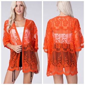 🆕Orange lace gorgeous kimono